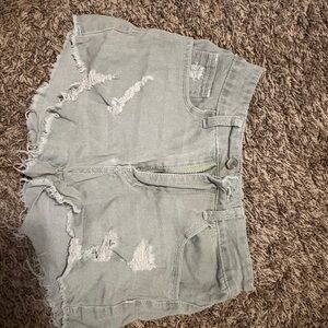 SHEIN Light Gray Distressed Jean Shorts